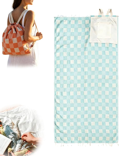The Ultimate Beach Companion — Wearable Towel-Backpack Hybrid