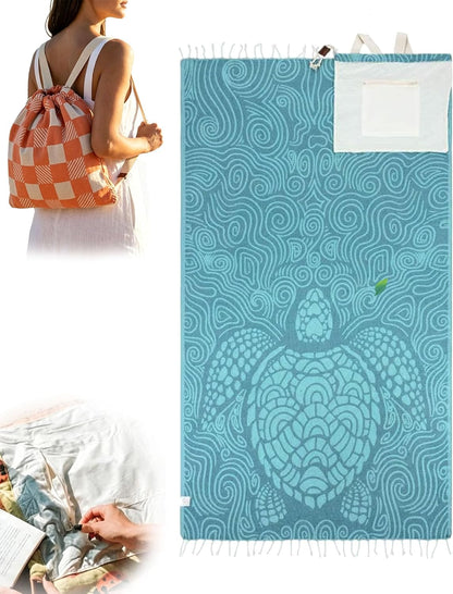 The Ultimate Beach Companion — Wearable Towel-Backpack Hybrid