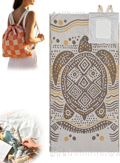 The Ultimate Beach Companion — Wearable Towel-Backpack Hybrid