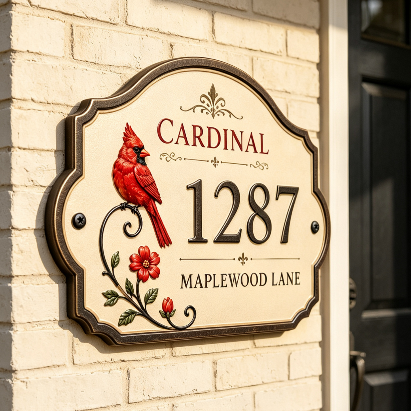 Custom Red Bird Floral Sign