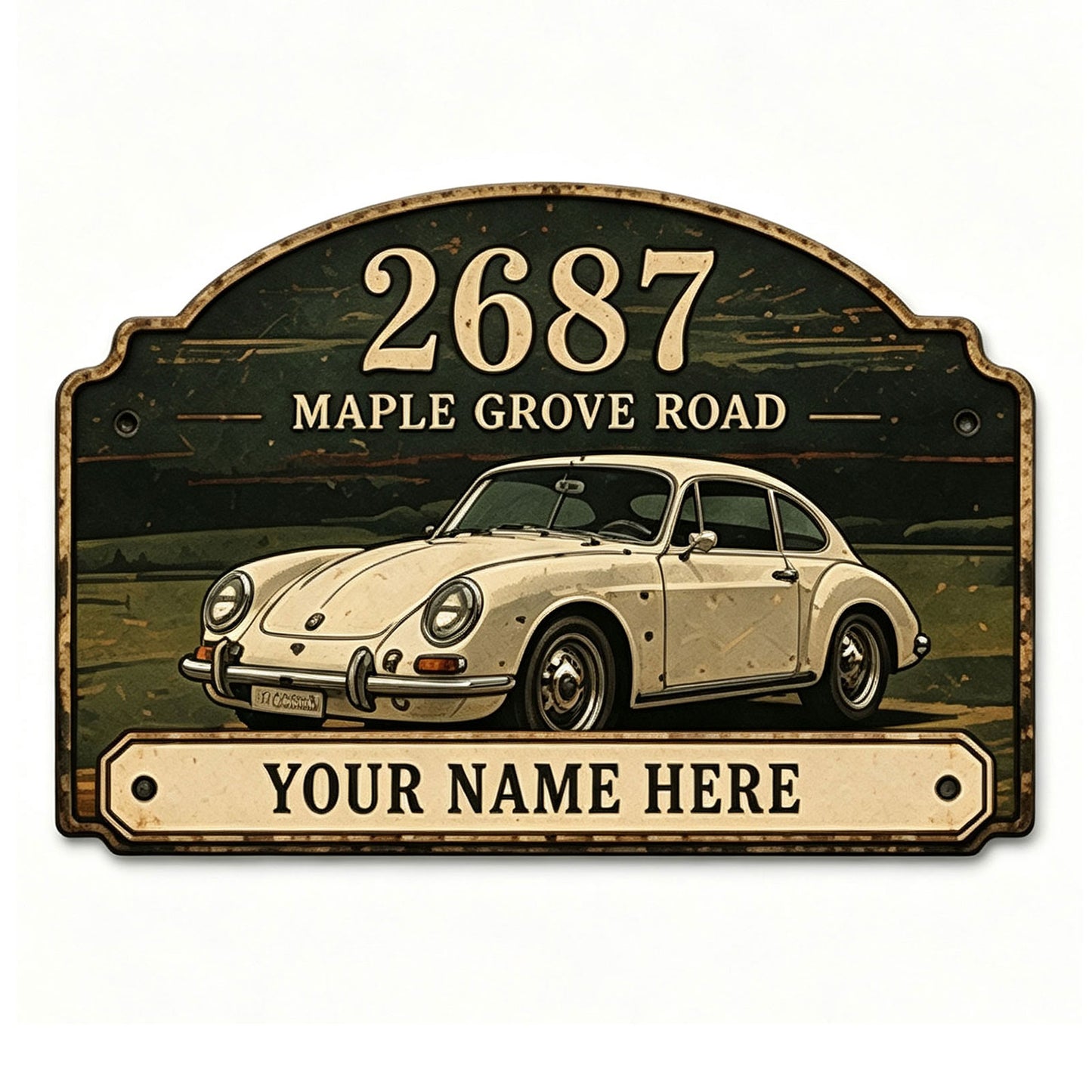 Custom Vintage Hot Rod Address Metal Sign