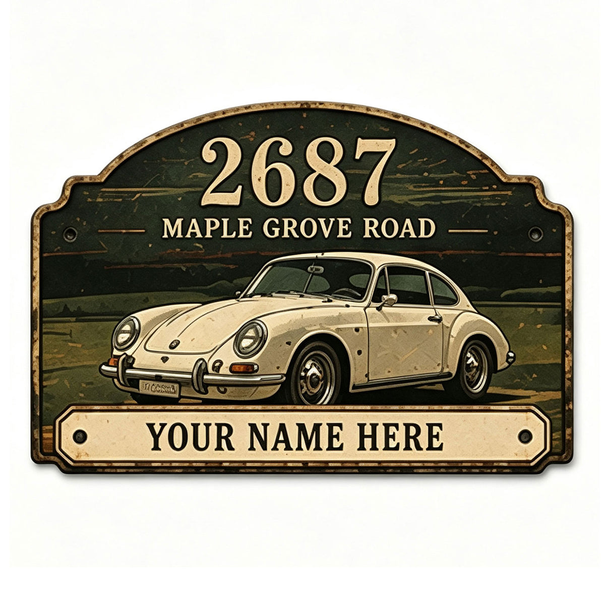 Custom Vintage Hot Rod Address Metal Sign
