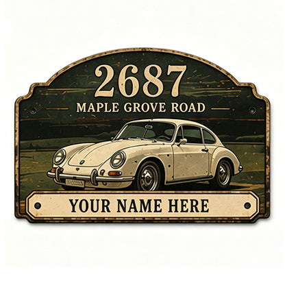 Custom Vintage Hot Rod Address Metal Sign