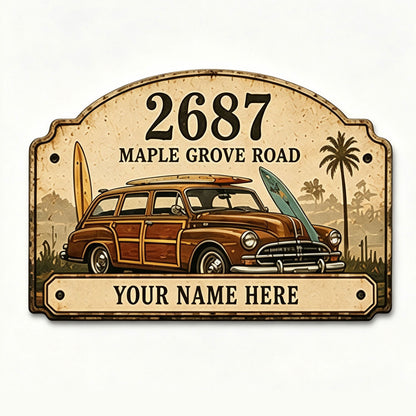 Custom Vintage Hot Rod Address Metal Sign
