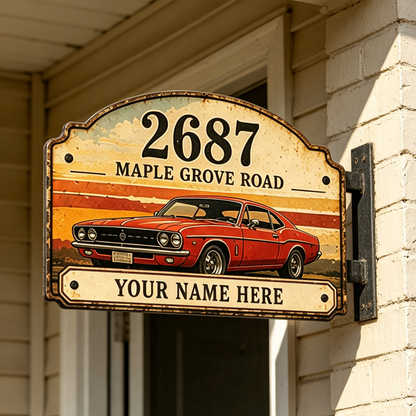 Custom Vintage Hot Rod Address Metal Sign