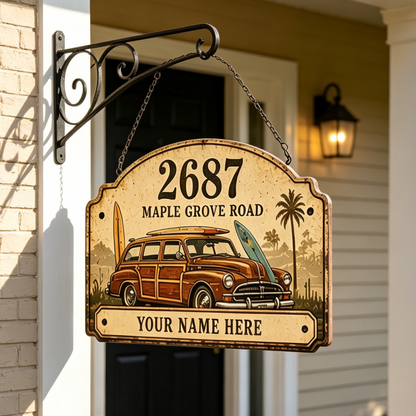 Custom Vintage Hot Rod Address Metal Sign