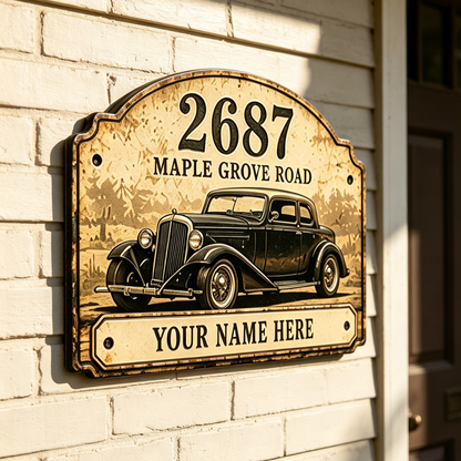 Custom Vintage Hot Rod Address Metal Sign