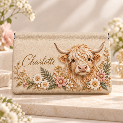 Personalized Floral Animal Clutch Pouch with Custom Name