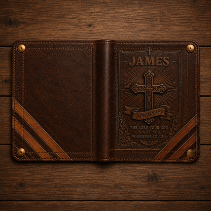 ✝️Custom Name Christian Leather Wallet 🦁 Personalized Bible Verse Wallet for Men