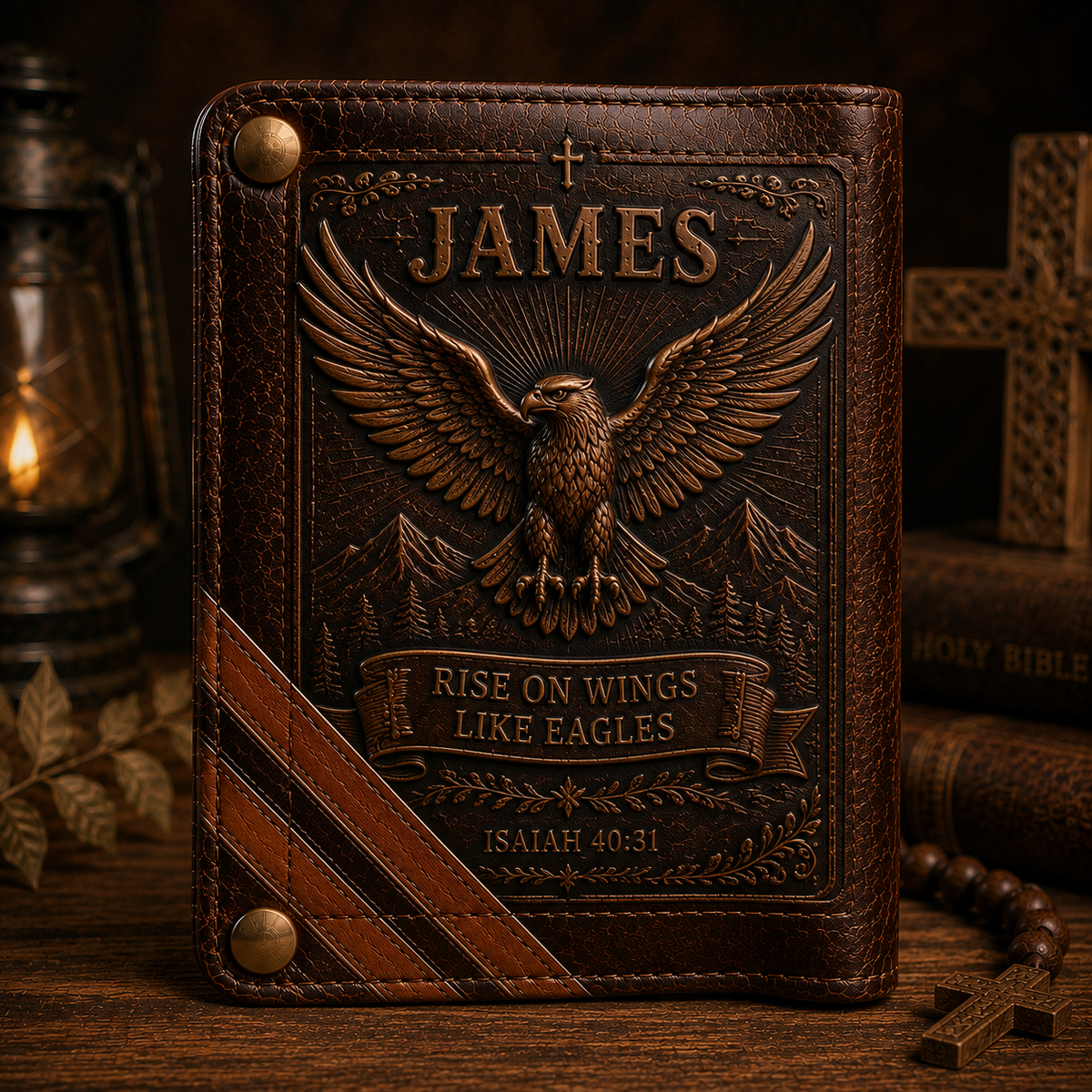 ✝️Custom Name Christian Leather Wallet 🦁 Personalized Bible Verse Wallet for Men