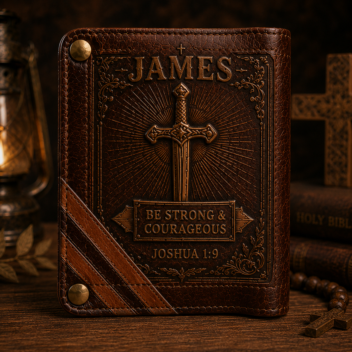 ✝️Custom Name Christian Leather Wallet 🦁 Personalized Bible Verse Wallet for Men