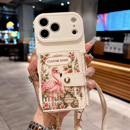 Personalized Flamingo Garden Wallet Phone Case