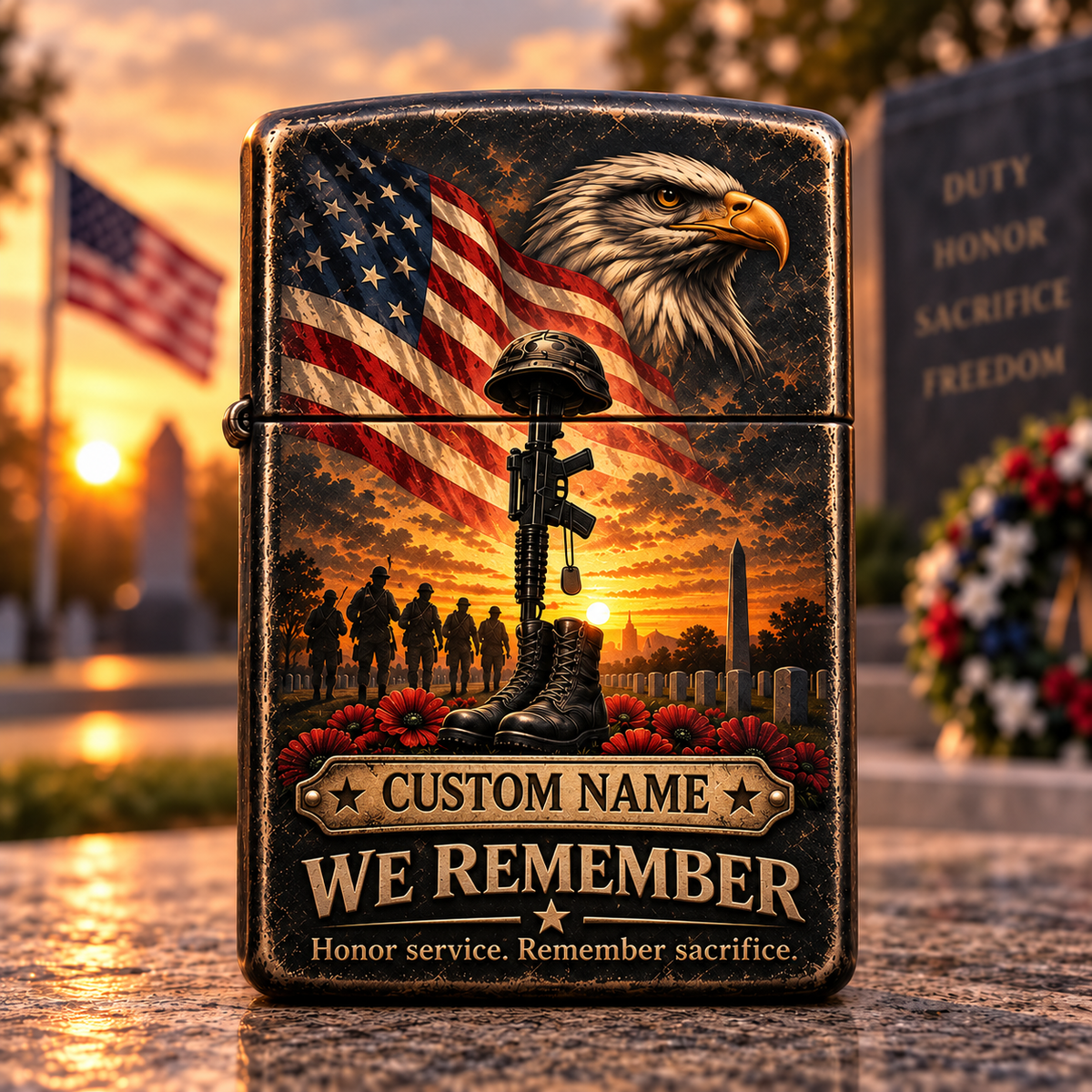 Personalized We Remember Memorial Lighter Case (No Insert)