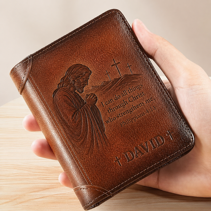 🛡️Personalized Christian Leather Wallet | Custom Name Bible Scripture Gift ✝️