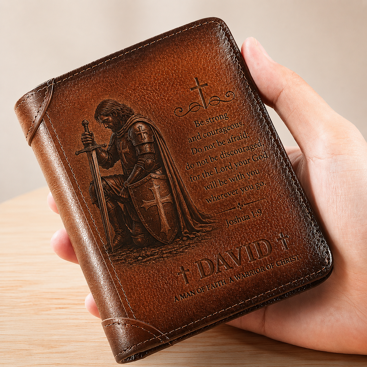 🛡️Personalized Christian Leather Wallet | Custom Name Bible Scripture Gift ✝️
