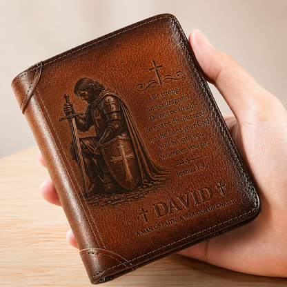 🛡️Personalized Christian Leather Wallet | Custom Name Bible Scripture Gift ✝️