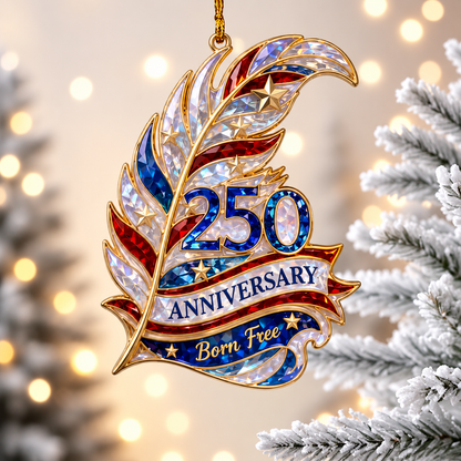 ⭐America 250 Patriotic Ornaments | One Nation, Born Free & Eagle Shield Holiday Decor