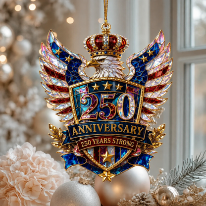 ⭐America 250 Patriotic Ornaments | One Nation, Born Free & Eagle Shield Holiday Decor