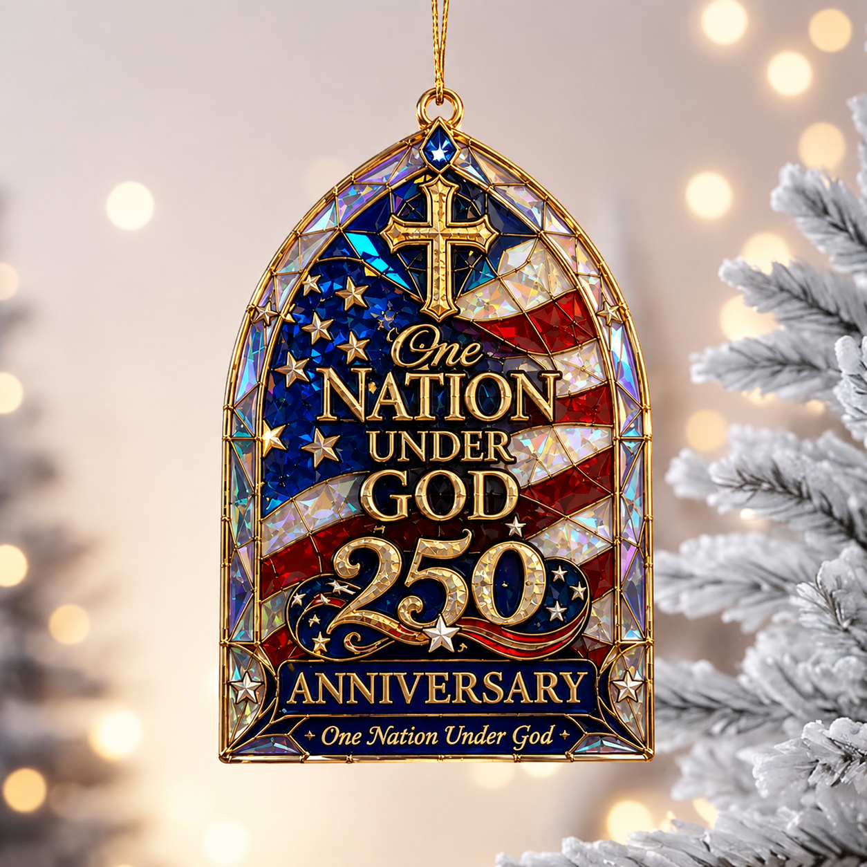 ⭐America 250 Patriotic Ornaments | One Nation, Born Free & Eagle Shield Holiday Decor
