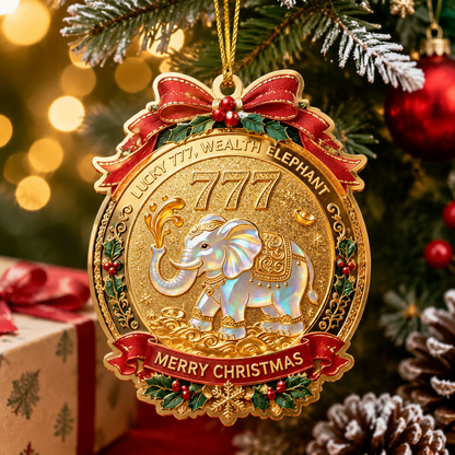 💰 Red & Gold Christmas Lucky Wealth Elephant Ornament | 2 Styles Double-Sided Hanging Decor for Xmas Tree & Home