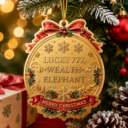 💰 Red & Gold Christmas Lucky Wealth Elephant Ornament | 2 Styles Double-Sided Hanging Decor for Xmas Tree & Home