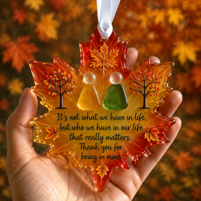 ❤️🍁 Personalized Sea Glass Couple Ornament | Fall Keepsake Gift