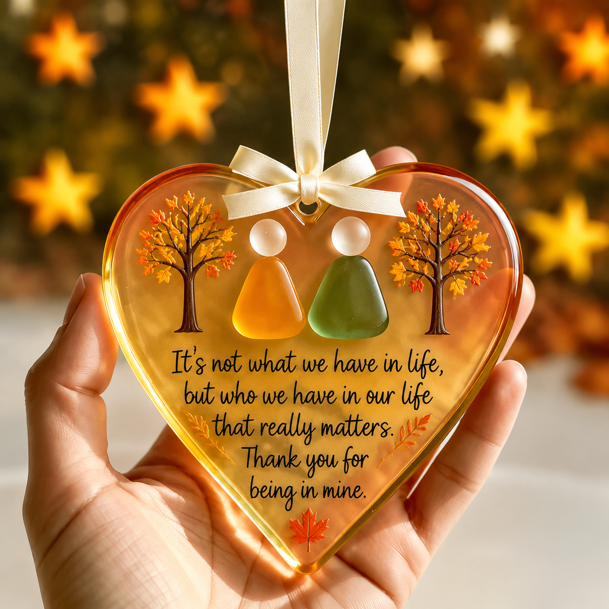❤️🍁 Personalized Sea Glass Couple Ornament | Fall Keepsake Gift