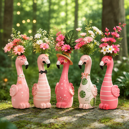 🦩Cute Flamingo Decorative Vase 🌸 5 Styles Resin Figurine Vase Tabletop Centerpiece Indoor Home Shelf Decor Gift