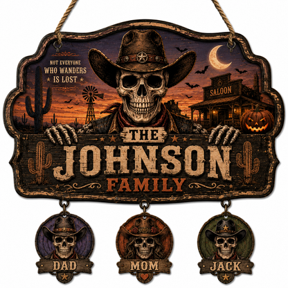 Custom Western Cowboy Skeleton Family Halloween Sign