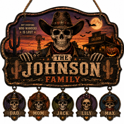 Custom Western Cowboy Skeleton Family Halloween Sign