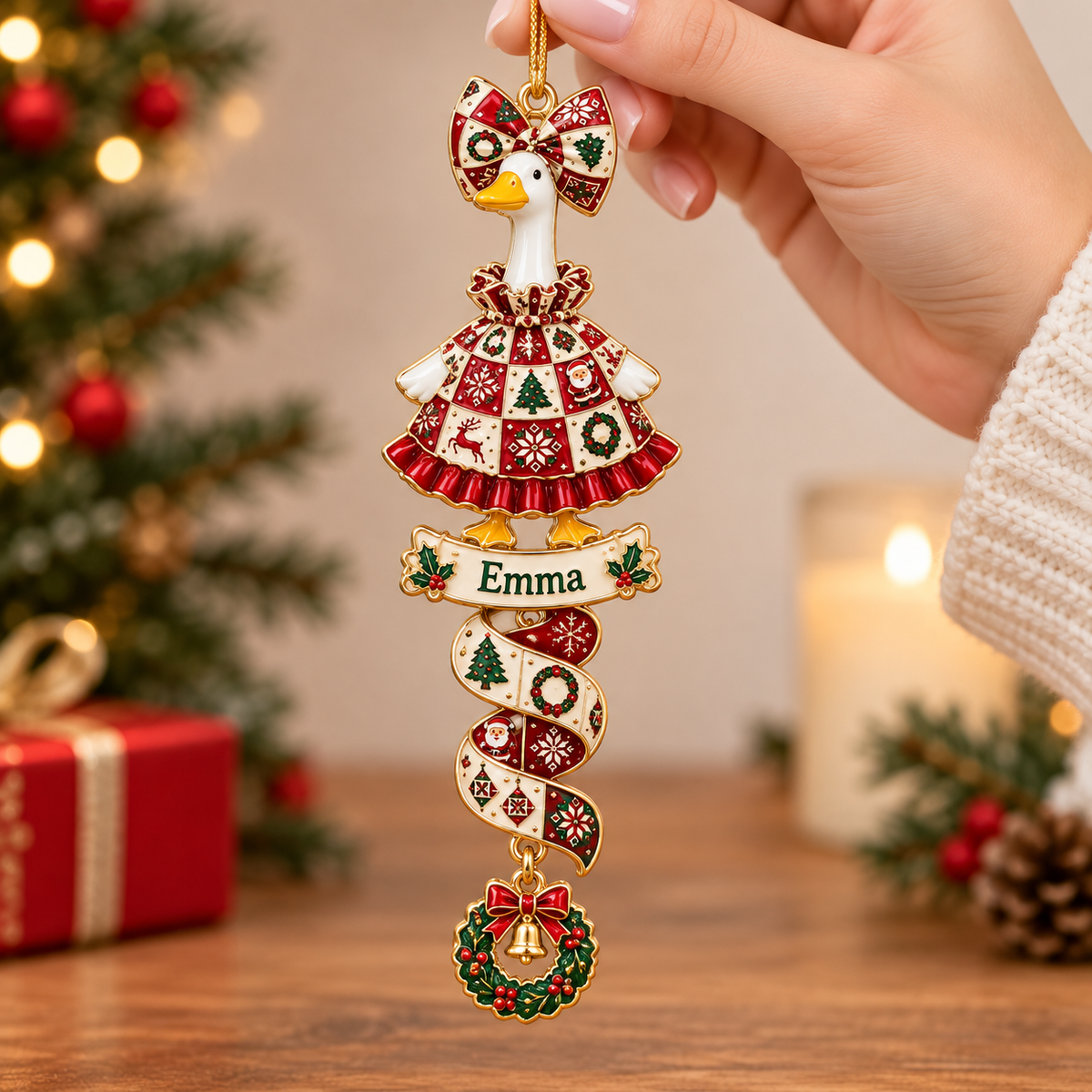 🎄Personalized Christmas Goose Spiral Hanging Ornament – Custom Name Holiday Decoration