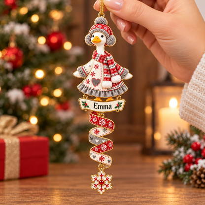 🎄Personalized Christmas Goose Spiral Hanging Ornament – Custom Name Holiday Decoration