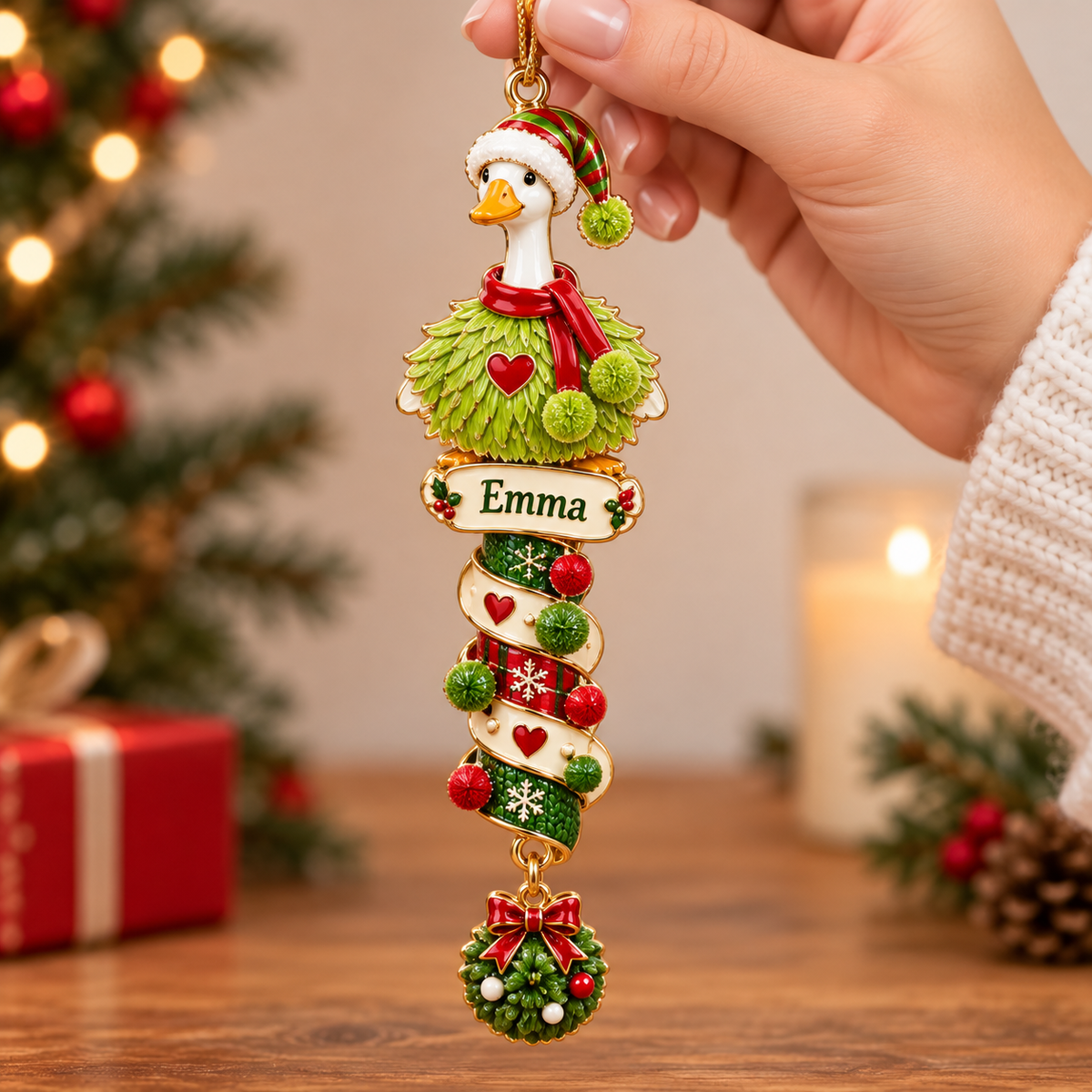 🎄Personalized Christmas Goose Spiral Hanging Ornament – Custom Name Holiday Decoration