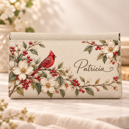 Personalized 3D Floral & Nature Spring-Frame Wallet – Custom Name