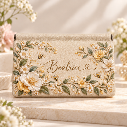 Personalized 3D Floral & Nature Spring-Frame Wallet – Custom Name