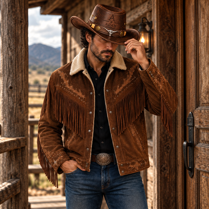 Personalized Initial Cowboy Hat – Custom Name & Western Star Engraved Leather Hat