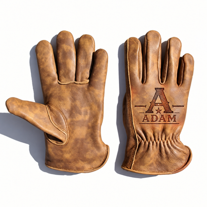 Personalized Vintage Leather Work Gloves