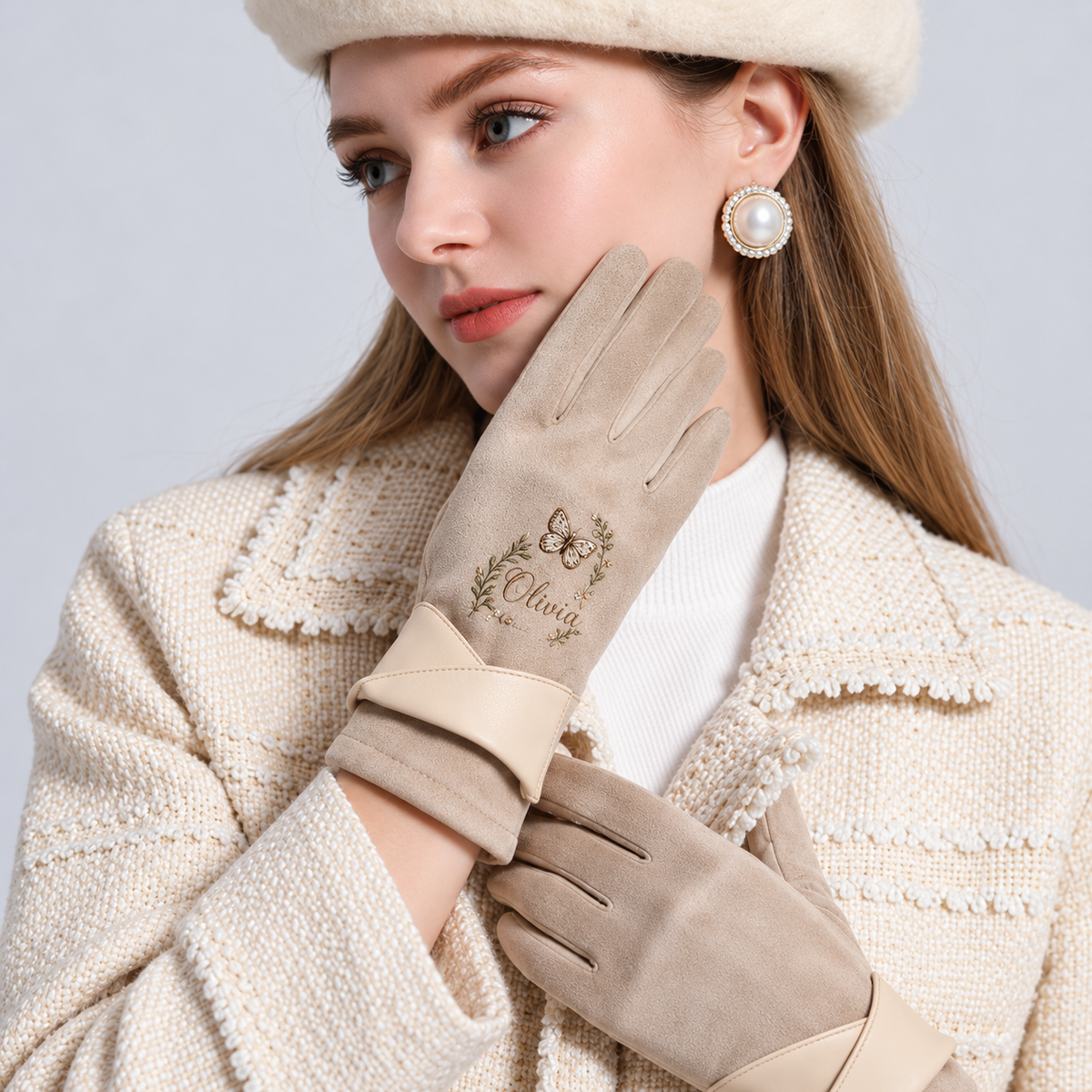 Personalized Nature Suede Gloves - Custom Name