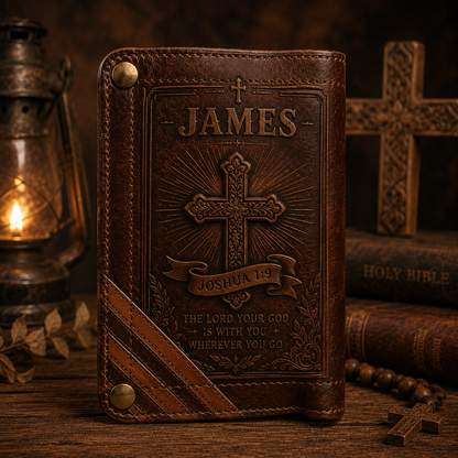 ✝️Custom Name Christian Leather Wallet 🦁 Personalized Bible Verse Wallet for Men