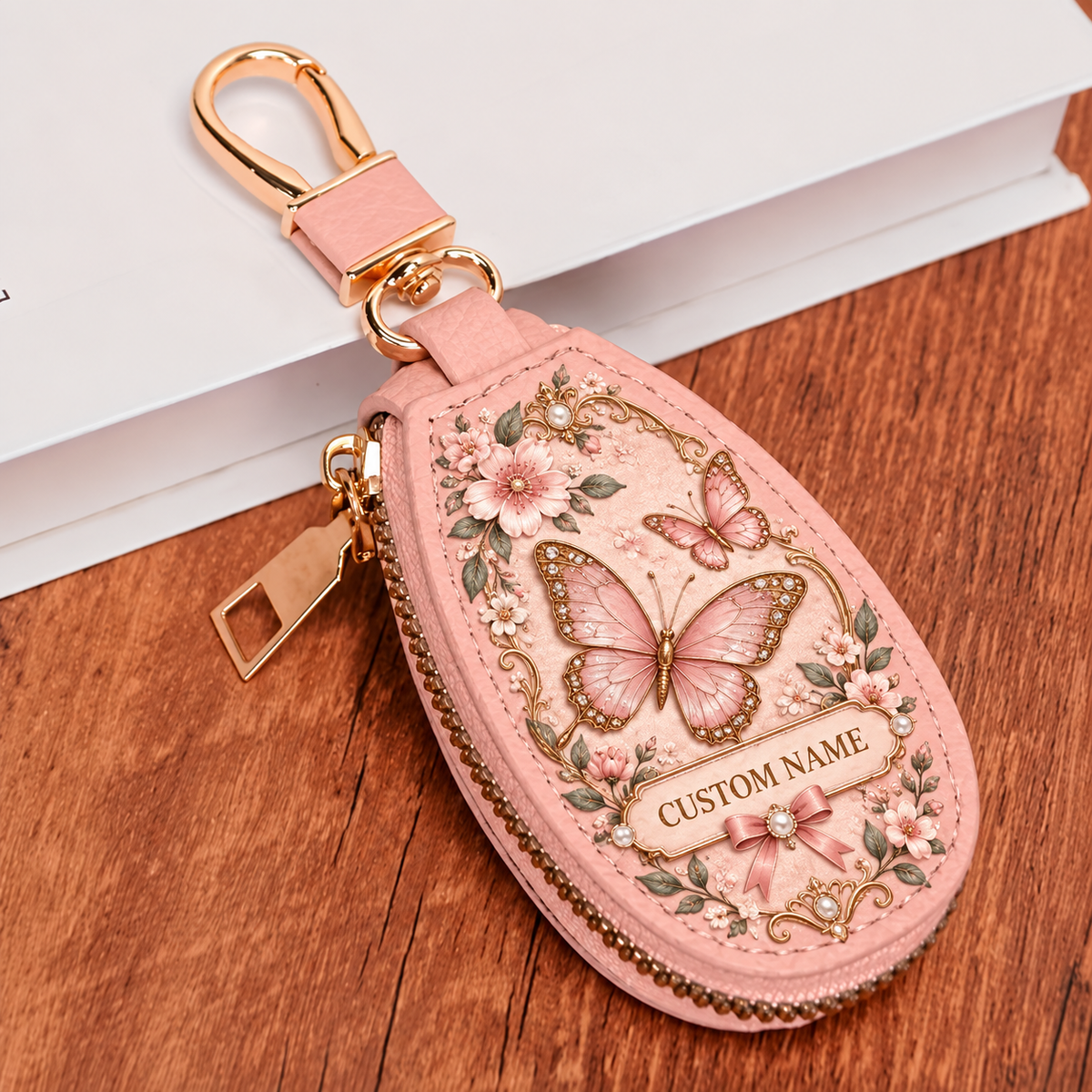 🌸Custom Name Floral Key Fob Cover 🦋 5 Vintage Nature Designs