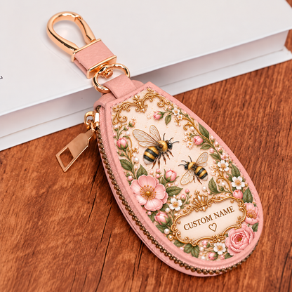 🌸Custom Name Floral Key Fob Cover 🦋 5 Vintage Nature Designs
