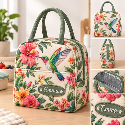 🥪Custom Name Insulated Lunch Bag 🦋 5 Floral Nature Tote Designs