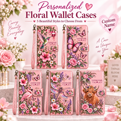 Personalized Garden Wildlife Phone Case - Custom Name Floral Wallet Case