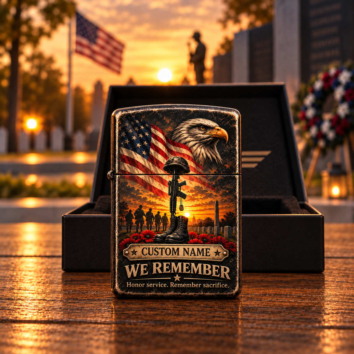 Personalized We Remember Memorial Lighter Case (No Insert)