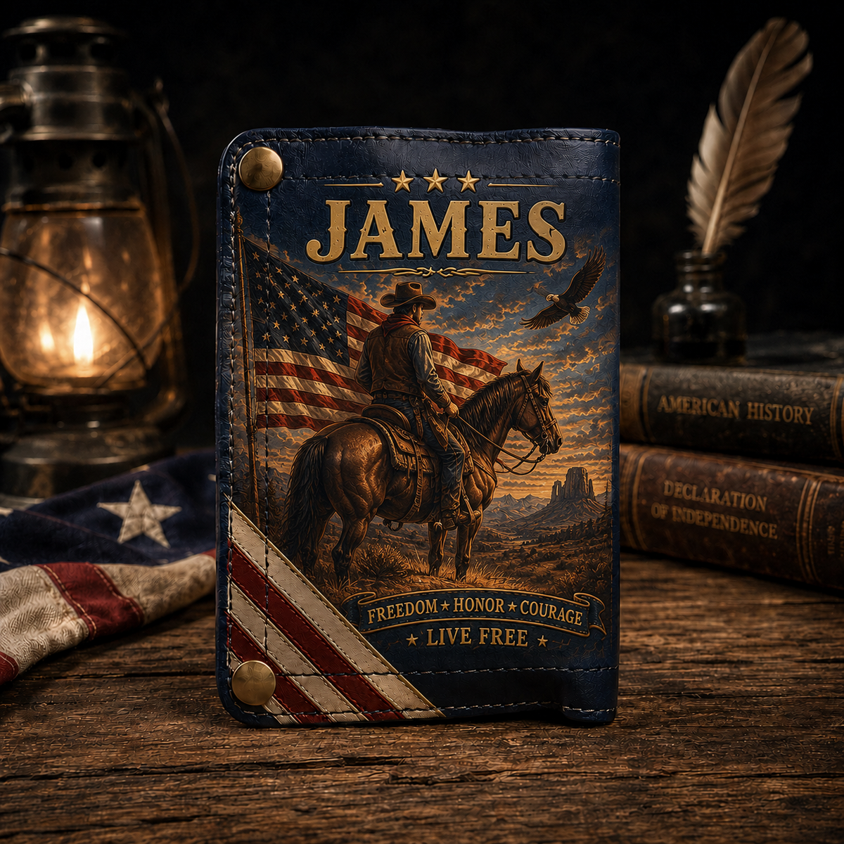 🦅Custom Name Patriotic Eagle Wallet 🇺🇸 Personalized Leather Wallet for Men