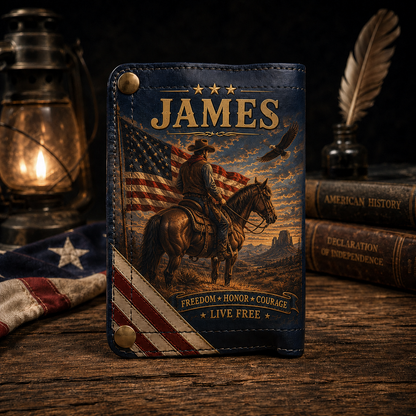 🦅Custom Name Patriotic Eagle Wallet 🇺🇸 Personalized Leather Wallet for Men