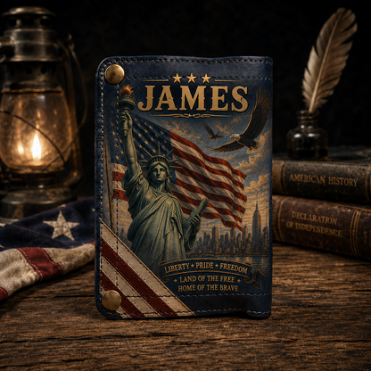 🦅Custom Name Patriotic Eagle Wallet 🇺🇸 Personalized Leather Wallet for Men