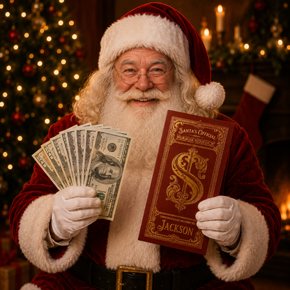 🎅 Personalized Santa Christmas Cash Holder 🎁 Custom Name Xmas Money Envelope