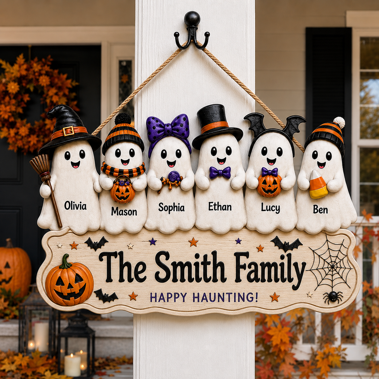 Custom Ghost Family Halloween Name Sign