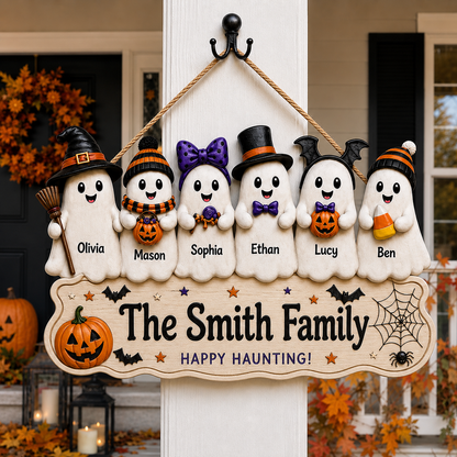 Custom Ghost Family Halloween Name Sign